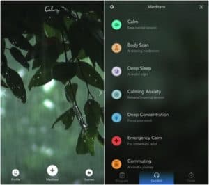 The Calm App for meditation