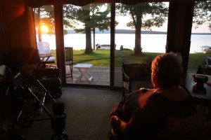 mom looking at hubbard lake