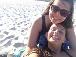 mother daughter beach