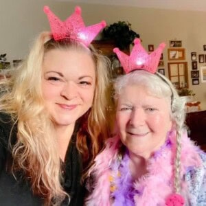 Christina and mom with crowns