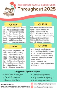 list of key 2025 dates for caregivers