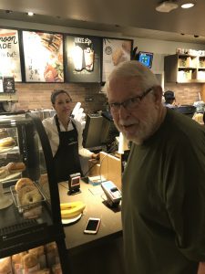 Glo taking order from John at E Piedmont Starbucks