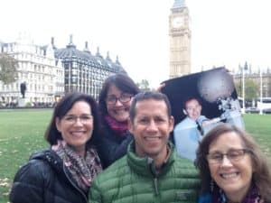 Tara with family at Big Ben on Alzheimer's Tribute Trip