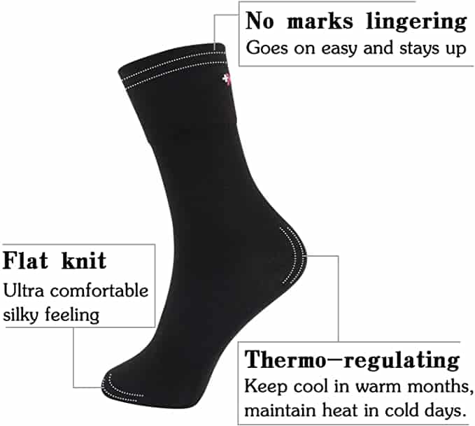 +MD 6 Pack Soft Mens and Womens Bamboo Crew Socks Smell Control Cushioned Dress Casual Socks 6Black13-15 