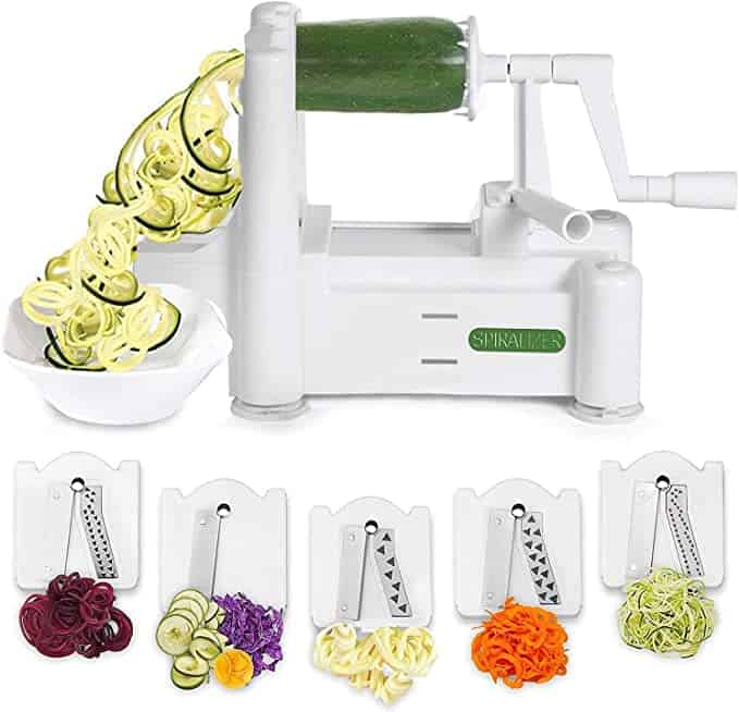 4-Blade Spiral Slicer with Strongest and Heaviest Duty Spiralizer Vegetable Slicer Veggie Pasta Spaghetti Maker for Low Carb/Paleo/Gluten-Free Meals with Cleaning Brush 