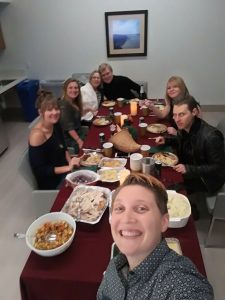 Regele family Thanksgiving in Acute Rehab