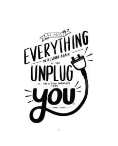 unplug from technology to recharge
